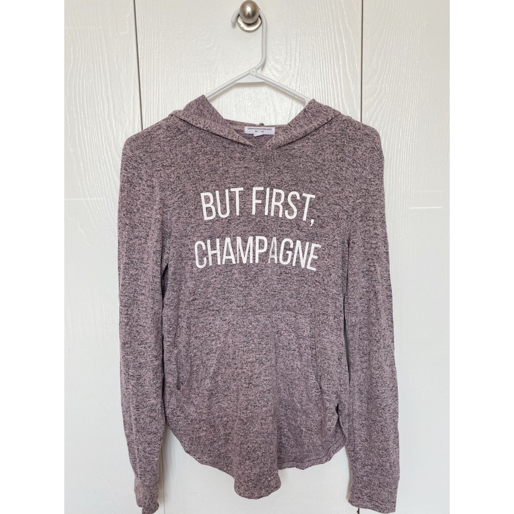 “But First Champagne” Lightweight Hooded T-Shirt